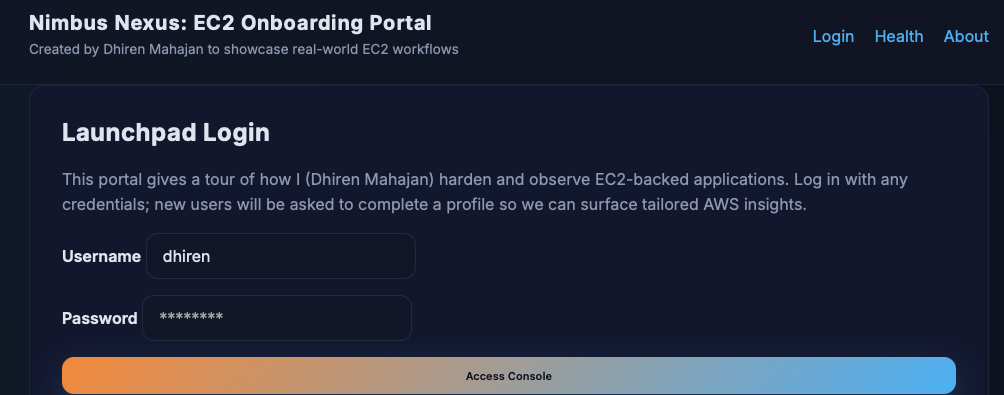 Nimbus Nexus — EC2 Onboarding Portal